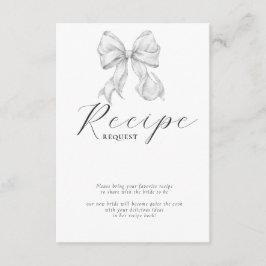 Cartão De Informações Elegant Bow Bridal Shower Recipe 