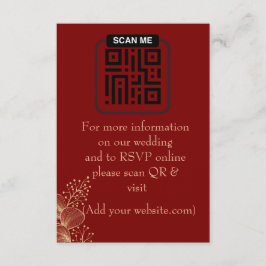 Cartão De Informações Elegant Burgundy & Gold Gilded Wedding 