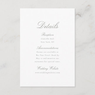 Cartão De Informações Elegant Calligraphy Wedding Details Card