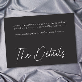 Cartão De Informações Elegant Charcoal Black Minimalist Wedding