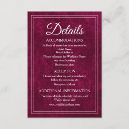 Cartão De Informações Elegant Classic Burgundy Berry Wedding Details