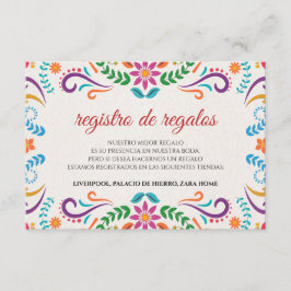 Cartão De Informações Elegant Colorful Floral Fiesta Spanish Wedding