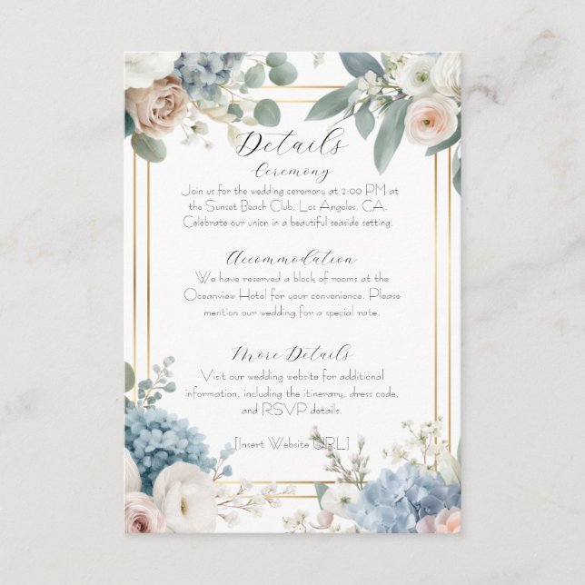 Cartão De Informações Elegant Customizable Floral Wedding Enclosure Card (Frente)