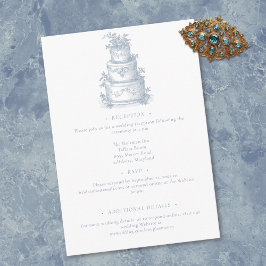 Cartão De Informações Elegant Dusty Blue Toile French Manor Wedding