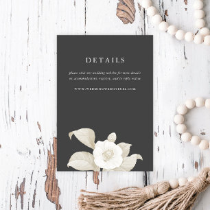 Cartão De Informações Elegant Earthy Floral Dark Grey Wedding Details