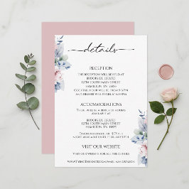 Cartão De Informações Elegant Floral Botanical Reception Details Card