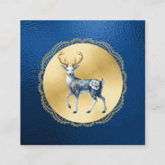 Cartão De Informações Elegant Gold and Blue Christmas Enclosure Note