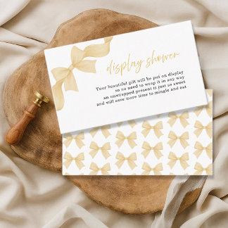Cartão De Informações Elegant Gold Coquette Bow Display Shower