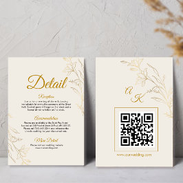 Cartão De Informações Elegant Gold Floral Wedding Details Enclosure Card