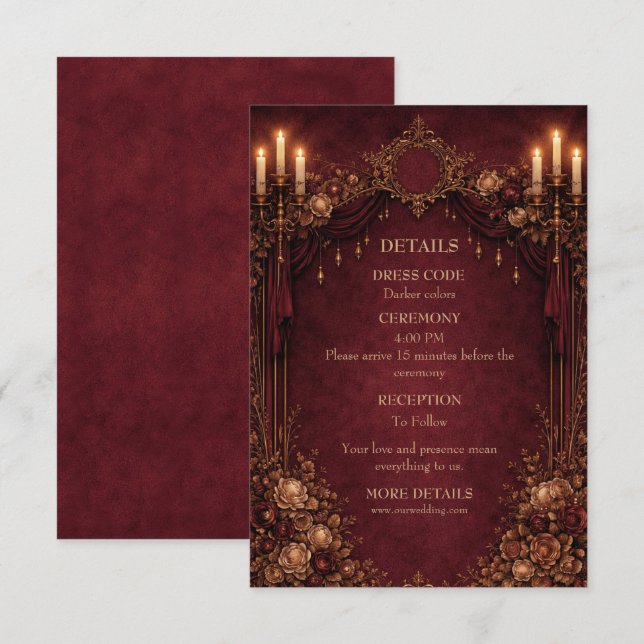 Cartão De Informações Elegant gothic halloween wedding (Frente/Verso)