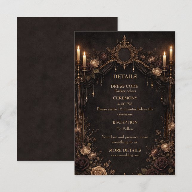 Cartão De Informações Elegant gothic halloween wedding (Frente/Verso)