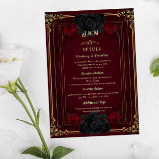 Cartão De Informações Elegant Gothic Romance Wedding Enclosure Card
