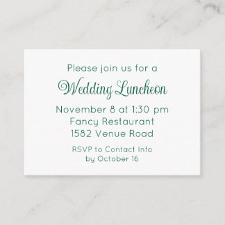 Cartão De Informações Elegant Green Script Wedding Event Invitation