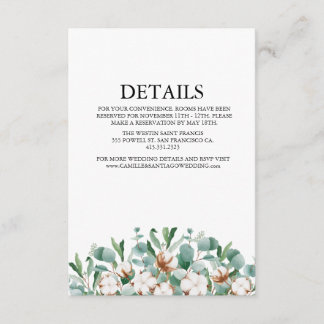 Cartão De Informações Elegant Greenery Botanical Wedding