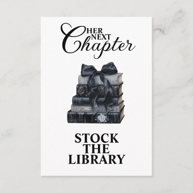 Cartão De Informações Elegant Her Next Chapter Bookish Bridal Shower  (Frente)