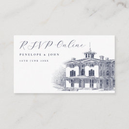 Cartão De Informações Elegant Italian Villa Illustration Wedding Website