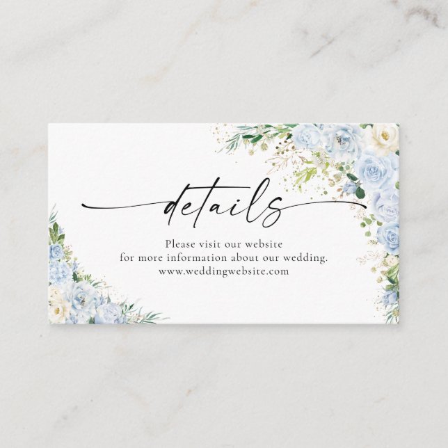 Cartão De Informações Elegant Light Blue Details Enclosure Card  (Frente)