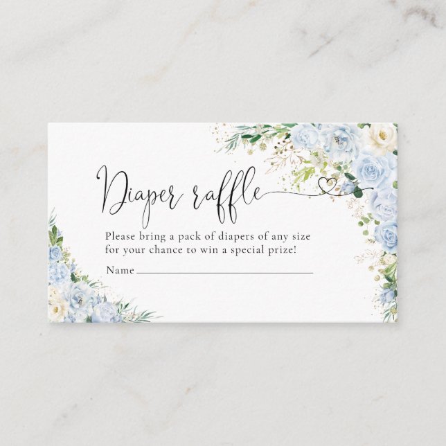 Cartão De Informações Elegant Light Blue Diaper Raffle  Enclosur (Frente)