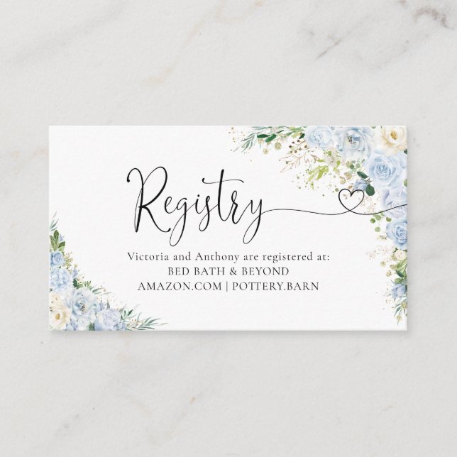 Cartão De Informações Elegant Light Blue Registry Enclosure Card (Frente)