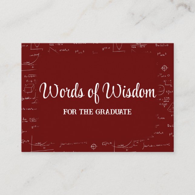 Cartão De Informações Elegant Maroon Graduate Words of Wisdom Advice (Frente)