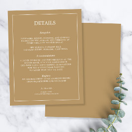 Cartão De Informações Elegant Minimalist Border Gold Wedding Details