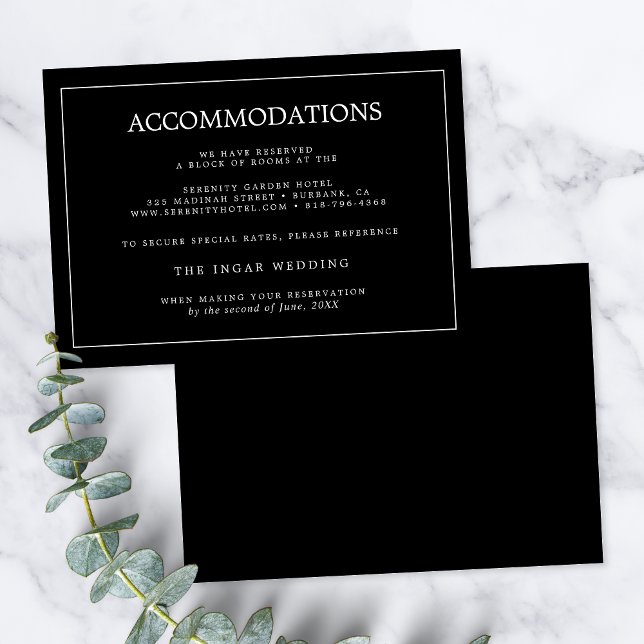 Cartão De Informações Elegant Minimalist Border Wedding Accommodations (Criador carregado)