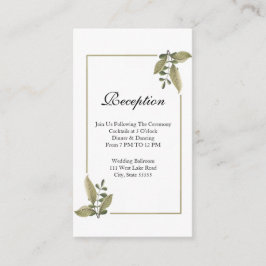 Cartão De Informações Elegant Minimalist Greenery Wedding Reception