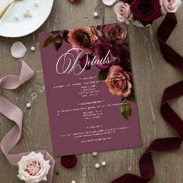 Cartão De Informações Elegant Moody Soft Rust & Burgundy Floral Details