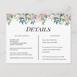 Cartão De Informações Elegant Navy Blush Pink Wedding