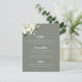 Cartão De Informações Elegant Olive Green Floral Wedding Enclosure Card