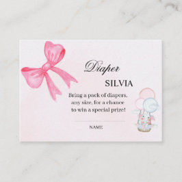 Cartão De Informações Elegant Pink Baby Shower Diaper Raffle Card – Girl