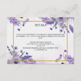 Cartão De Informações Elegant Purple Watercolor wedding
