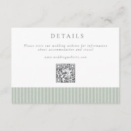 Cartão De Informações Elegant Sage Green Stripes QR Code Wedding Details