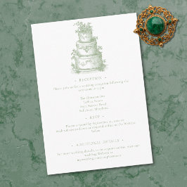 Cartão De Informações Elegant Sage Green Toile French Manor Wedding