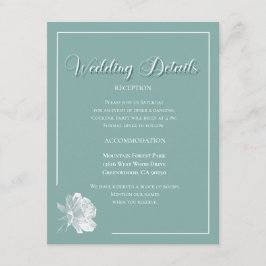 Cartão De Informações Elegant Script Sage Green Floral Wedding 