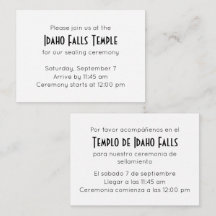 Elegant Spanish-English Temple Sealing Invitation