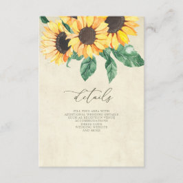 Cartão De Informações Elegant Sunflowers Garden Floral Wedding 