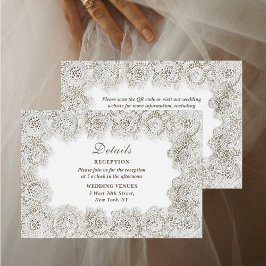 Cartão De Informações Elegant Timeless Lace QR Code Wedding Details