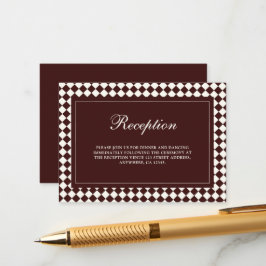 Cartão De Informações Elegant Vintage Burgundy Wedding Reception