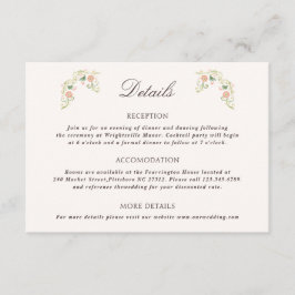 Cartão De Informações Elegant Watercolor Floral Rococo Wedding Details