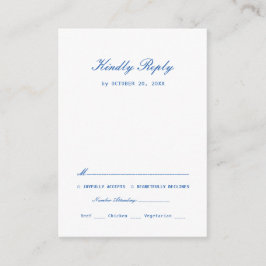 Cartão De Informações Elegant White and Navy Blue Wedding Response