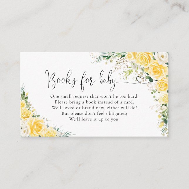 Cartão De Informações Elegant Yellow Books For Baby Enclosure card (Frente)