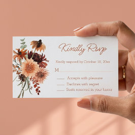 Cartão De Informações elegante aguarela outono floral rsvp casamento 