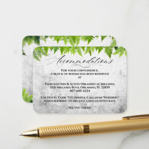 Cartão De Informações Elegante Alojamento de Casamento com Fetos Naturai