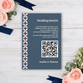 Cartão De Informações Elegante Azul-Marinho e Rosa Beje