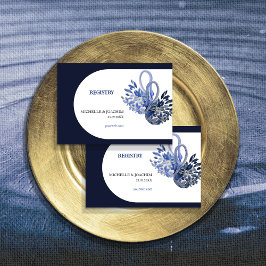 Cartão De Informações Elegante Belo Blue Boho Swan Watercolor