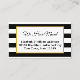 Cartão De Informações Elegante Black and White Striped (Preto e Branco)