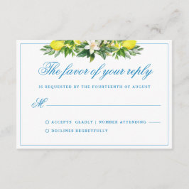 Cartão De Informações Elegante Blue Floral Crest Wedal RSVP