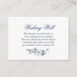 Cartão De Informações Elegante Blue Floral Weding Wishing well