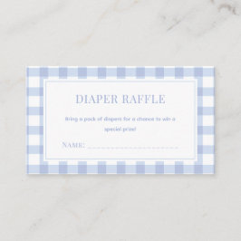 Cartão De Informações Elegante Blue Gingham Boy Fralda Raffle